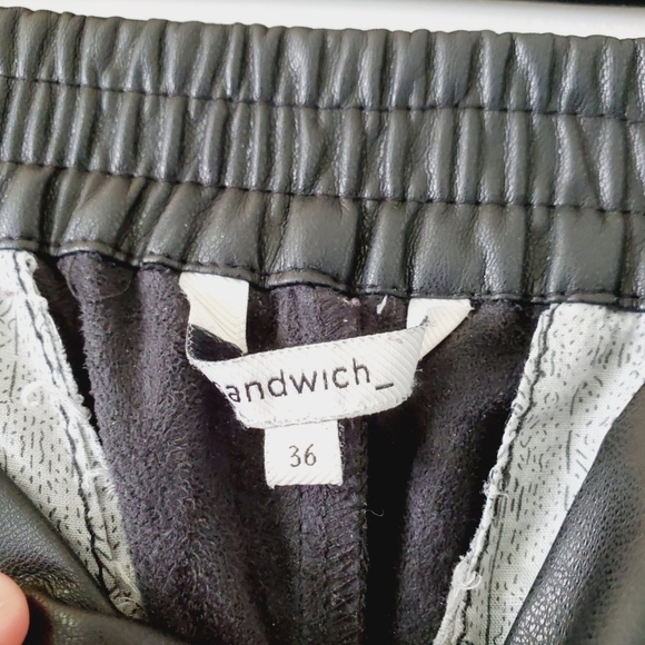 Sandwich_ Faux Leather Tapered Jogger Trousers S - Picture 4 of 7